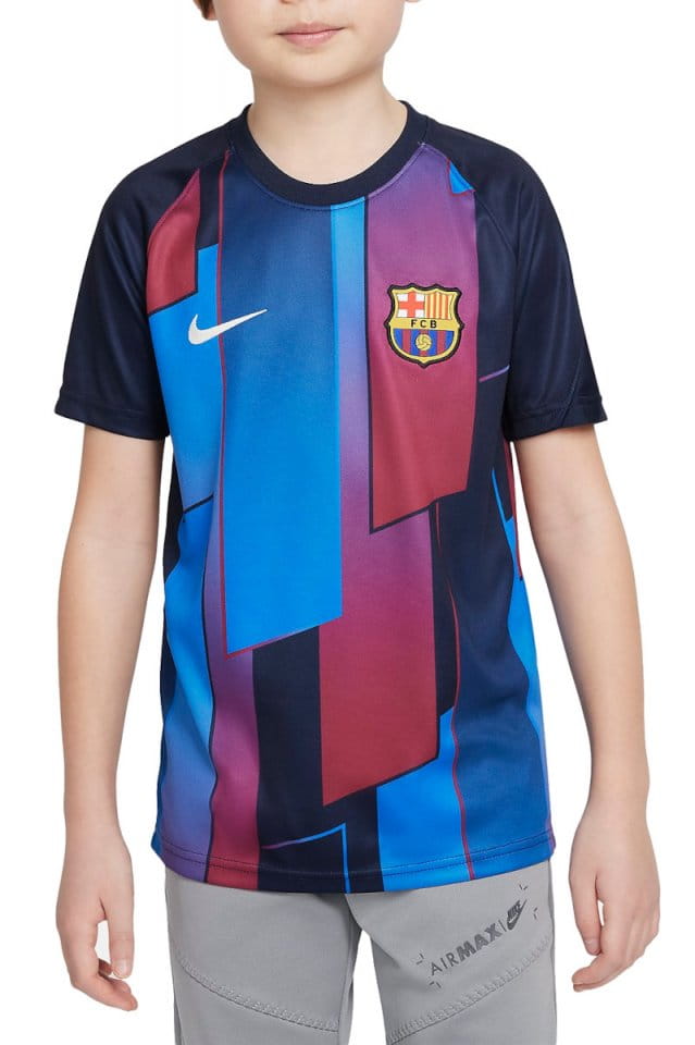 T-shirt Nike FC Barcelona Big Kids Pre-Match Short-Sleeve Soccer Top