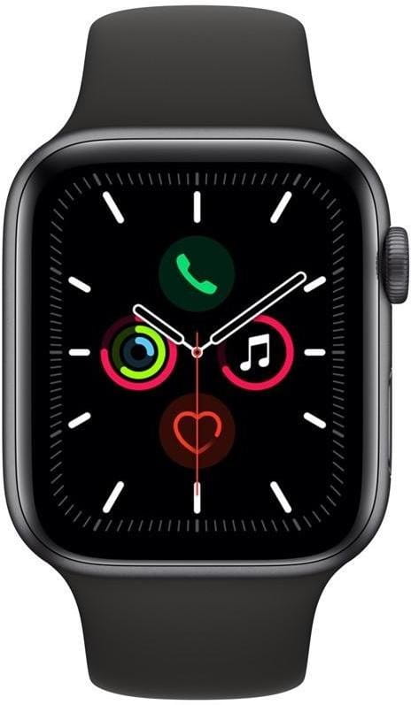 Apple Watch Series 5 GPS, 44mm Space Grey Aluminium Case with Black Sport Band